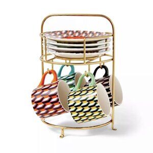 DVF for Target Arrow Geo Mug Drinkware Set Saucers Stand - Diane Von Furstenberg